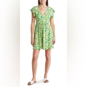 🌻 Abound Green & Yellow Floral Dress